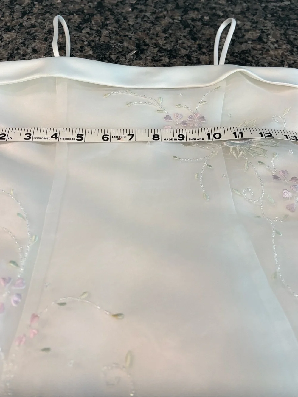 David's Bridal Ivory Floral Appliqué A-Line Dress - Picture 12 of 14